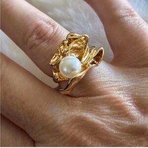 Faux Pearl Statement Ring 6